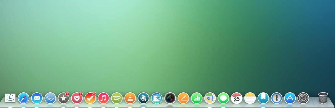 Ein farbenfroher Desktop mit einer Reihe bunter Symbole.